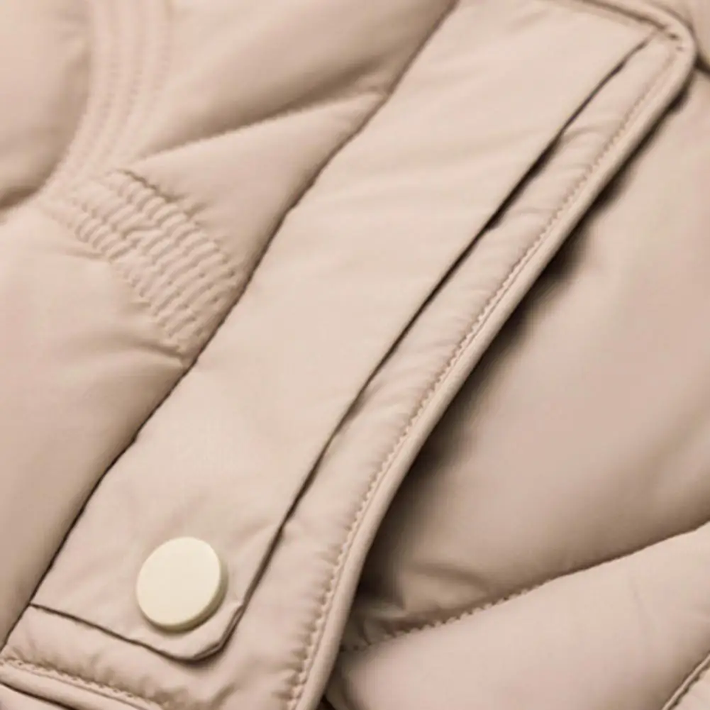 Fall Winter Vest Coat Stylish Women's Cotton Vest with Stand Collar Hooded Sleeveless Design Loose Fit Solid Color for Women