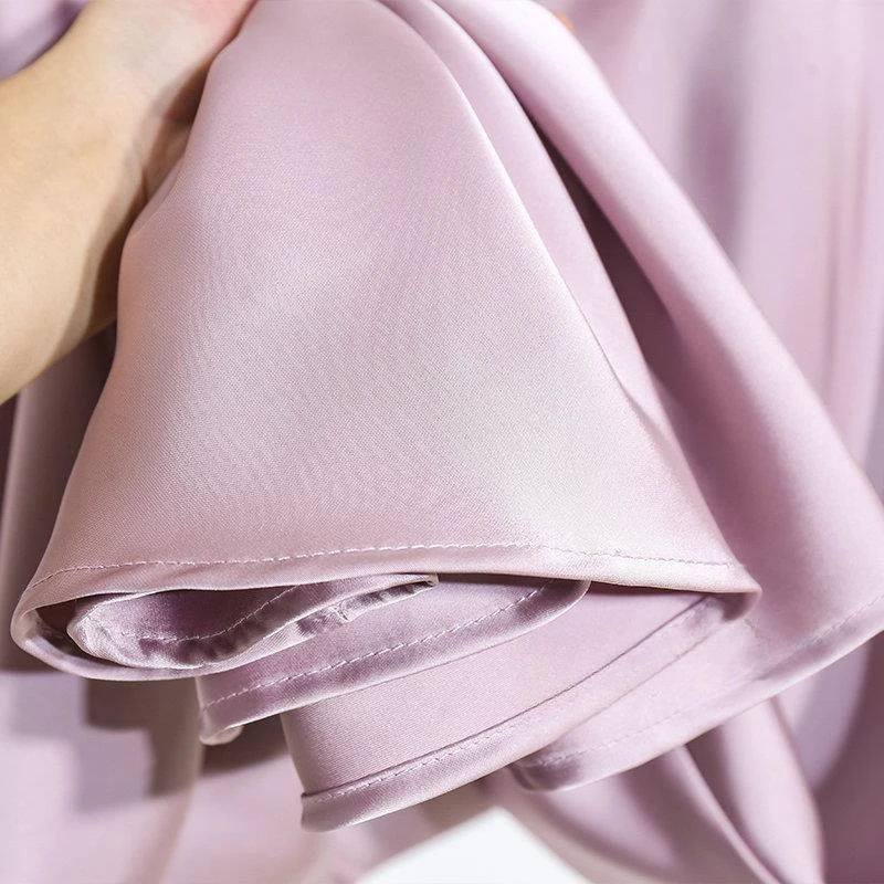 Women's Long Skirt 2026 New Fashion Satin Skirt Office Lady Elastic Waist Solid Champagne Purple Red Silk A-LINE Skirt for Women