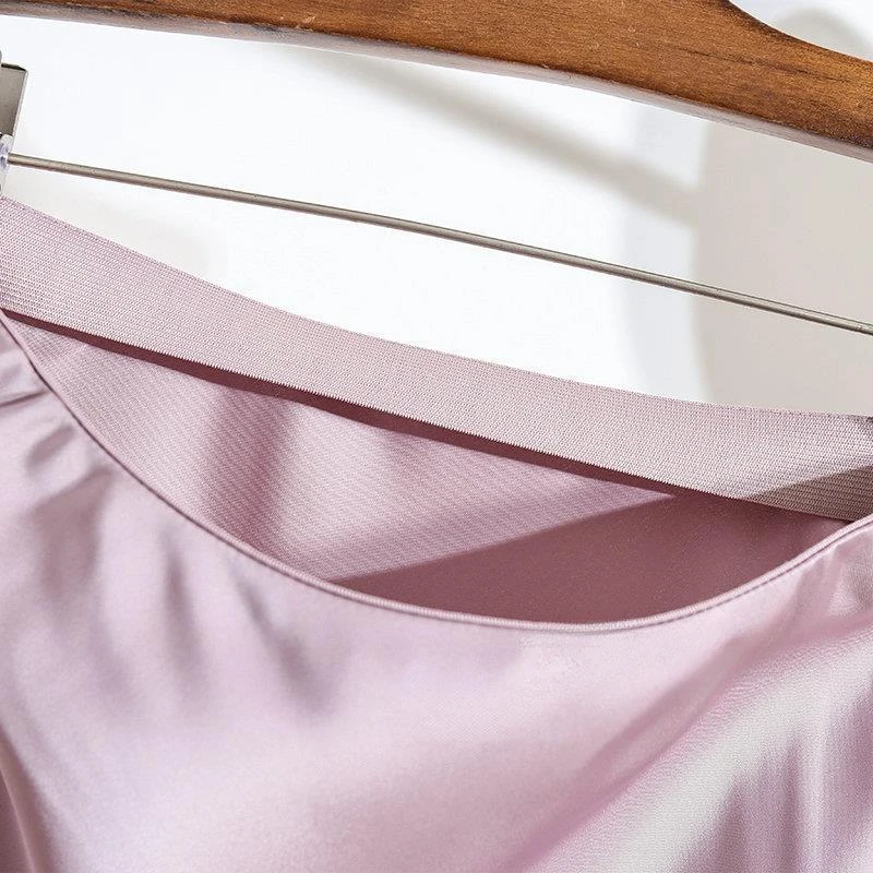 Women's Long Skirt 2026 New Fashion Satin Skirt Office Lady Elastic Waist Solid Champagne Purple Red Silk A-LINE Skirt for Women