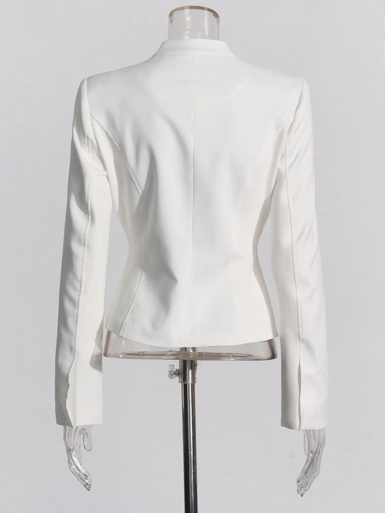 TWOTWINSTYLE Solid Slimming Sexy Irregular Coats For Women Square Collar Long Sleeve Temperament Jackets Female Fashion 2023 New