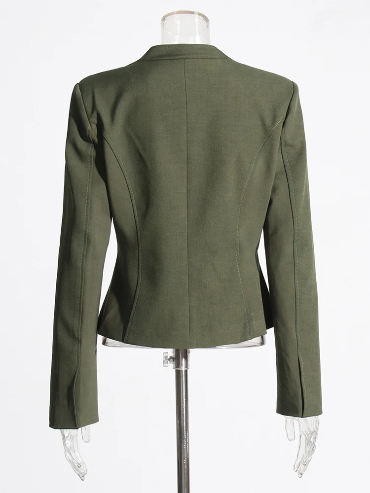 TWOTWINSTYLE Solid Slimming Sexy Irregular Coats For Women Square Collar Long Sleeve Temperament Jackets Female Fashion 2023 New