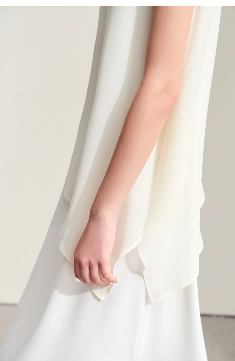 Amii Minimalism 2026 Women Dresses Summer New Vacation Style V-neck Spliced Chiffon Female Sleeveless Loose Dress 12452102