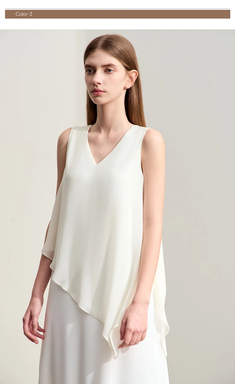 Amii Minimalism 2026 Women Dresses Summer New Vacation Style V-neck Spliced Chiffon Female Sleeveless Loose Dress 12452102