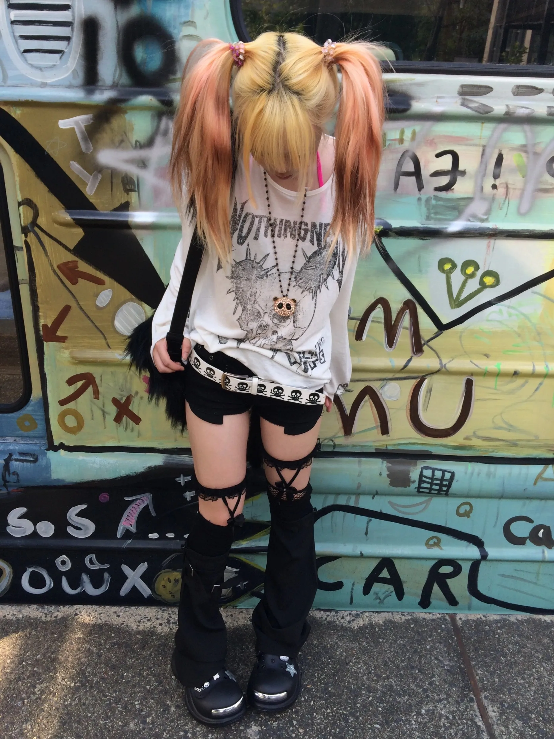 Karrram Japanese Y2k Tattoo Print Tops Trashy 2000s Style Skull Long Sleeve T-shirt Grunge Gothic Streetwear Vintage Harajuku