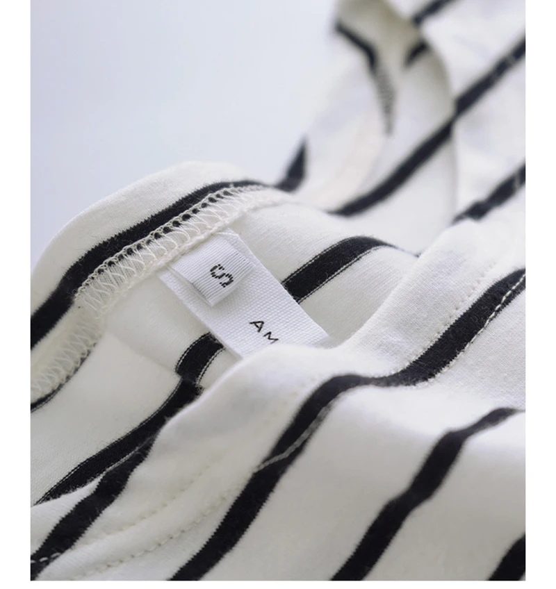 95% Cotton Women's T-Shirt Vinatge Striped Long Sleeve Tees Harajuku Basic Streetwear Tops Ropa Mujer Camisetas