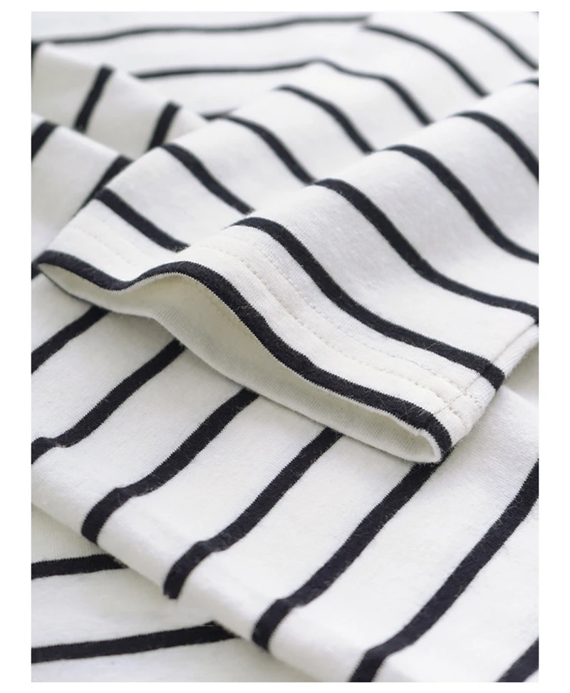 95% Cotton Women's T-Shirt Vinatge Striped Long Sleeve Tees Harajuku Basic Streetwear Tops Ropa Mujer Camisetas