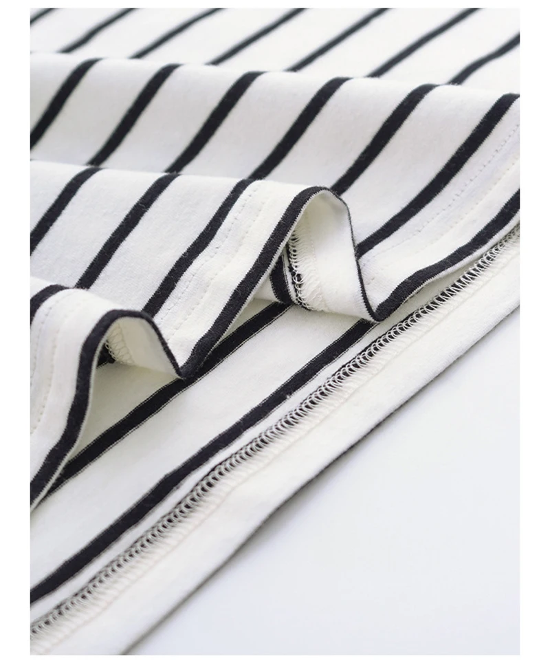 95% Cotton Women's T-Shirt Vinatge Striped Long Sleeve Tees Harajuku Basic Streetwear Tops Ropa Mujer Camisetas