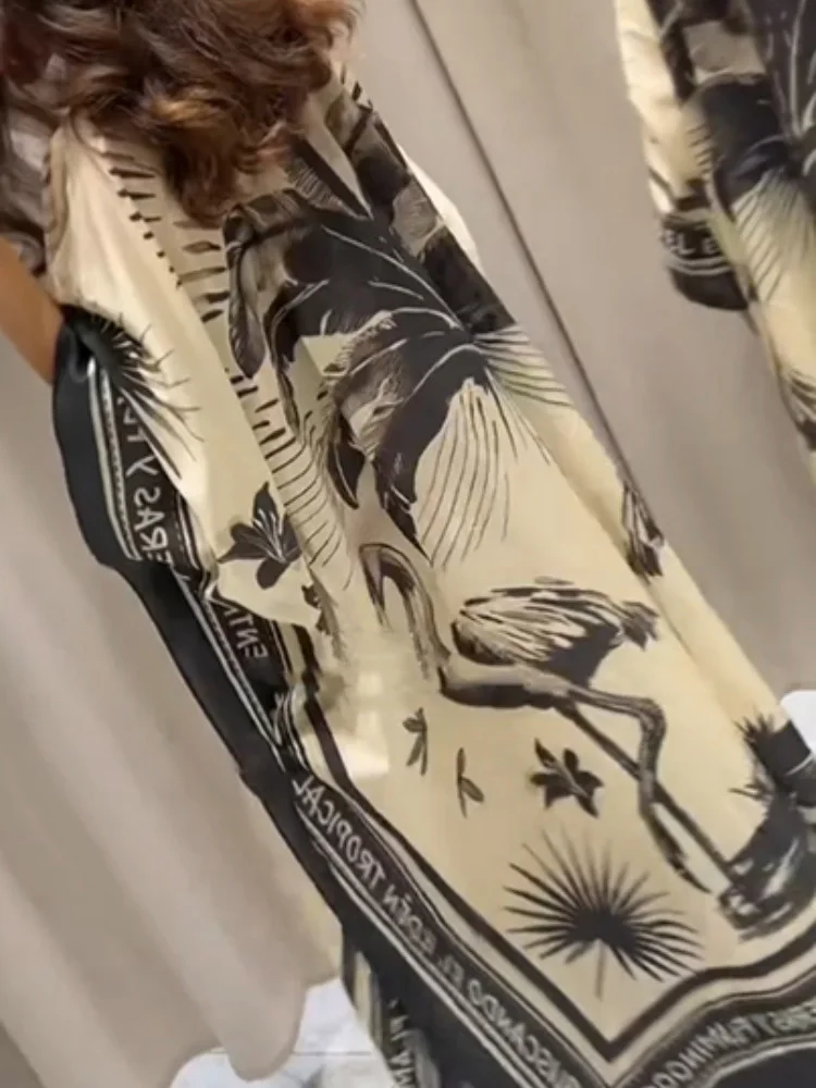 Bohemian Female Round Neck Print Maxi Dress Summer Women Half Sleeve Loose Party Dress Ladies Casual Beach Style Dress Vestido