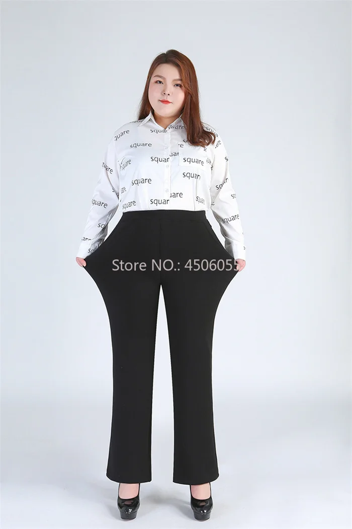 Winter Formal Pants Elegant Women Warm Fleece Plus Size 9XL 6XL 5XL Girls High Waisted Straight Trousers Office Business Clothes