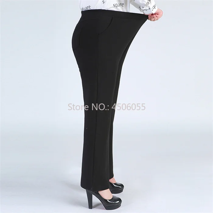 Winter Formal Pants Elegant Women Warm Fleece Plus Size 9XL 6XL 5XL Girls High Waisted Straight Trousers Office Business Clothes