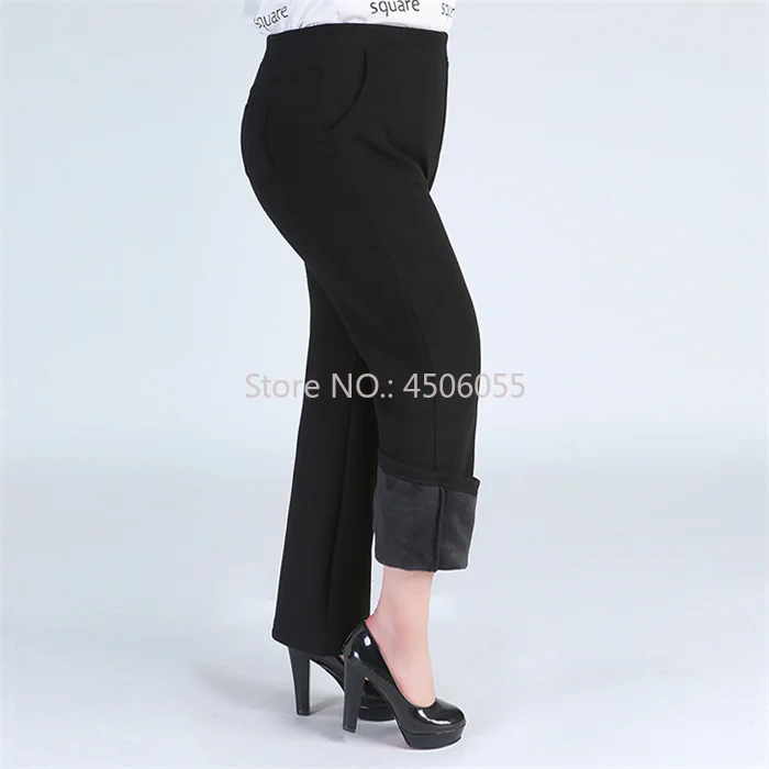 Winter Formal Pants Elegant Women Warm Fleece Plus Size 9XL 6XL 5XL Girls High Waisted Straight Trousers Office Business Clothes