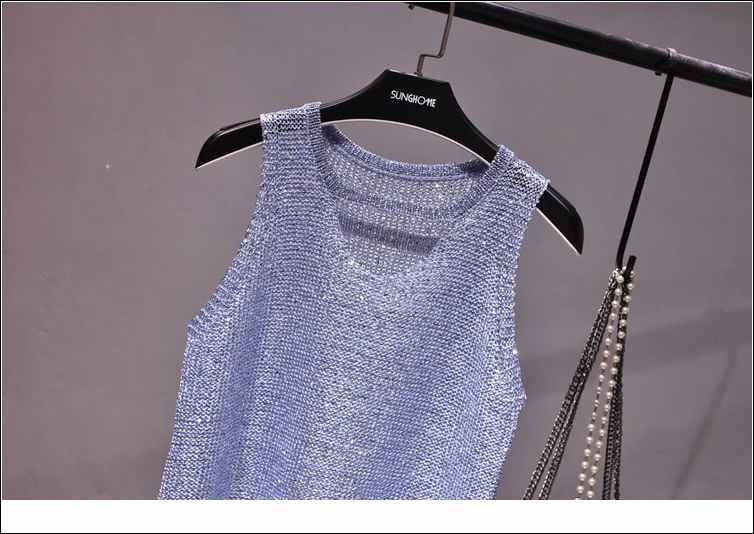 Tops Women 2024 Womens Fashion Korean Tank Top Heart Cut Out Top Sexy Hollow Out Bright Piece of Knitting Condole Belt Vest