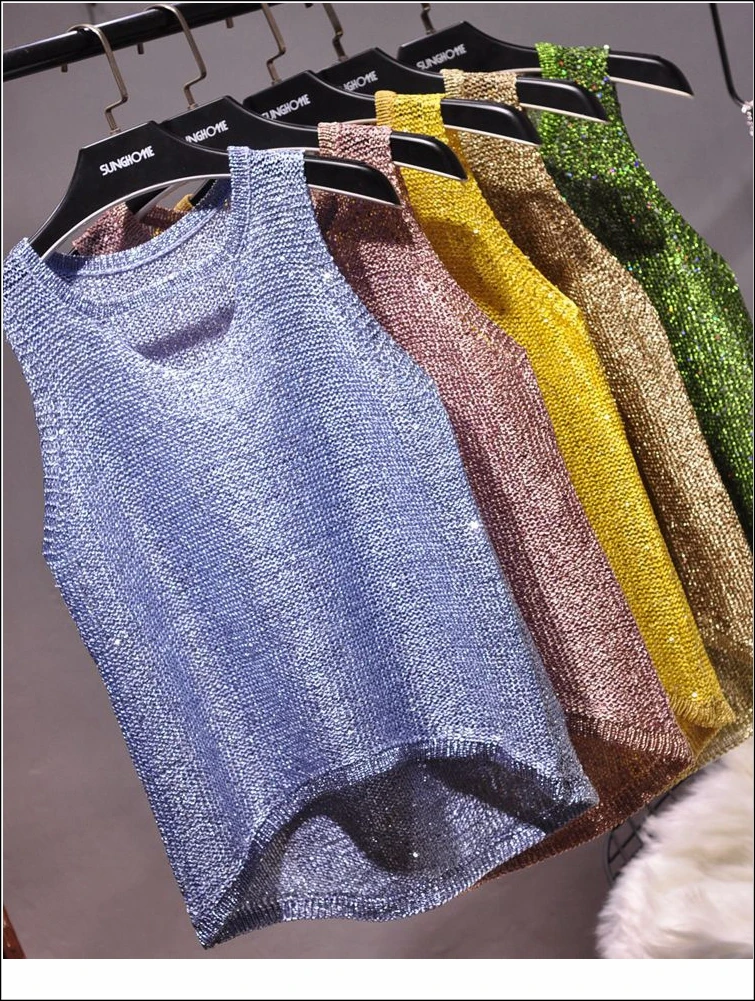 Tops Women 2024 Womens Fashion Korean Tank Top Heart Cut Out Top Sexy Hollow Out Bright Piece of Knitting Condole Belt Vest