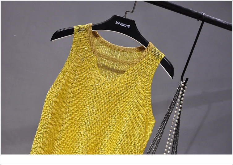 Tops Women 2024 Womens Fashion Korean Tank Top Heart Cut Out Top Sexy Hollow Out Bright Piece of Knitting Condole Belt Vest