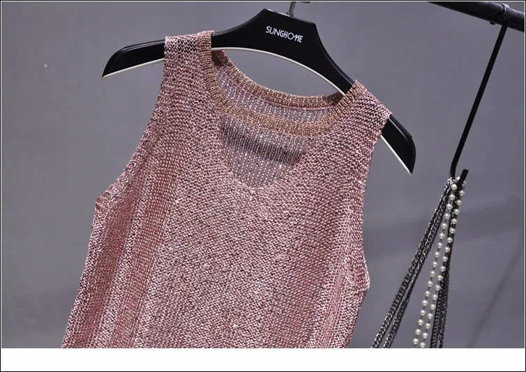 Tops Women 2024 Womens Fashion Korean Tank Top Heart Cut Out Top Sexy Hollow Out Bright Piece of Knitting Condole Belt Vest