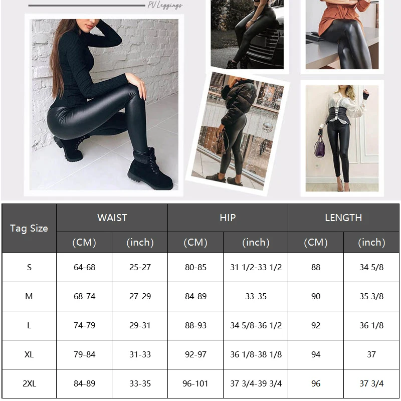 High Waist Faux Leather Leggings Women Thick Non See-through PU Leggings Sexy Hip Push Up Slim Pants Fitness Panties Butt Lifter