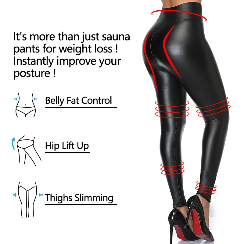 High Waist Faux Leather Leggings Women Thick Non See-through PU Leggings Sexy Hip Push Up Slim Pants Fitness Panties Butt Lifter