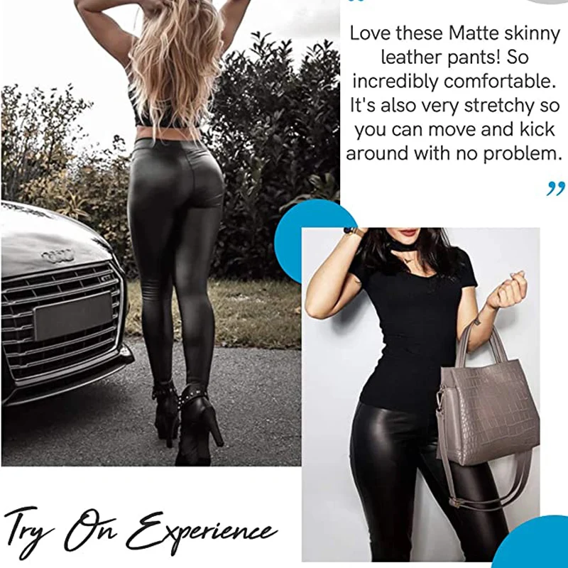 High Waist Faux Leather Leggings Women Thick Non See-through PU Leggings Sexy Hip Push Up Slim Pants Fitness Panties Butt Lifter