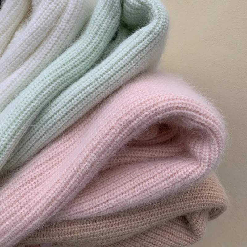 Hirsionsan Soft Loose Knitted Cashmere Sweaters Women 2023 New Winter Loose Solid Female Pullovers Warm Basic Knitwear Jumper