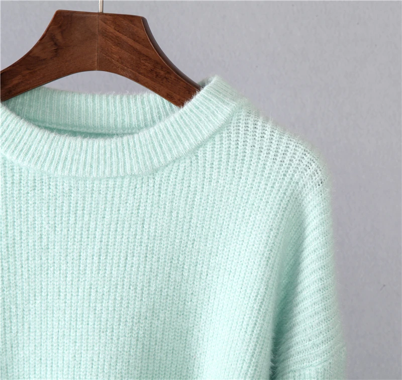 Hirsionsan Soft Loose Knitted Cashmere Sweaters Women 2023 New Winter Loose Solid Female Pullovers Warm Basic Knitwear Jumper