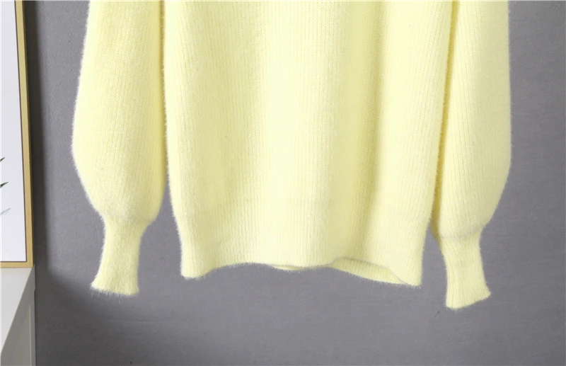 Hirsionsan Soft Loose Knitted Cashmere Sweaters Women 2023 New Winter Loose Solid Female Pullovers Warm Basic Knitwear Jumper