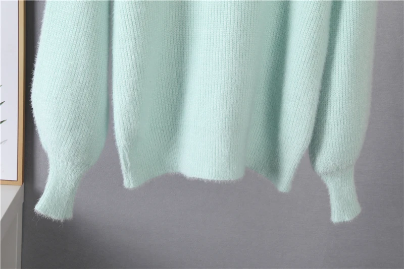 Hirsionsan Soft Loose Knitted Cashmere Sweaters Women 2023 New Winter Loose Solid Female Pullovers Warm Basic Knitwear Jumper