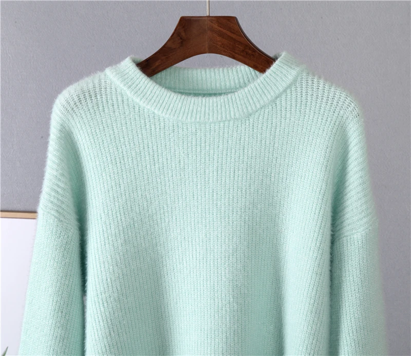 Hirsionsan Soft Loose Knitted Cashmere Sweaters Women 2023 New Winter Loose Solid Female Pullovers Warm Basic Knitwear Jumper