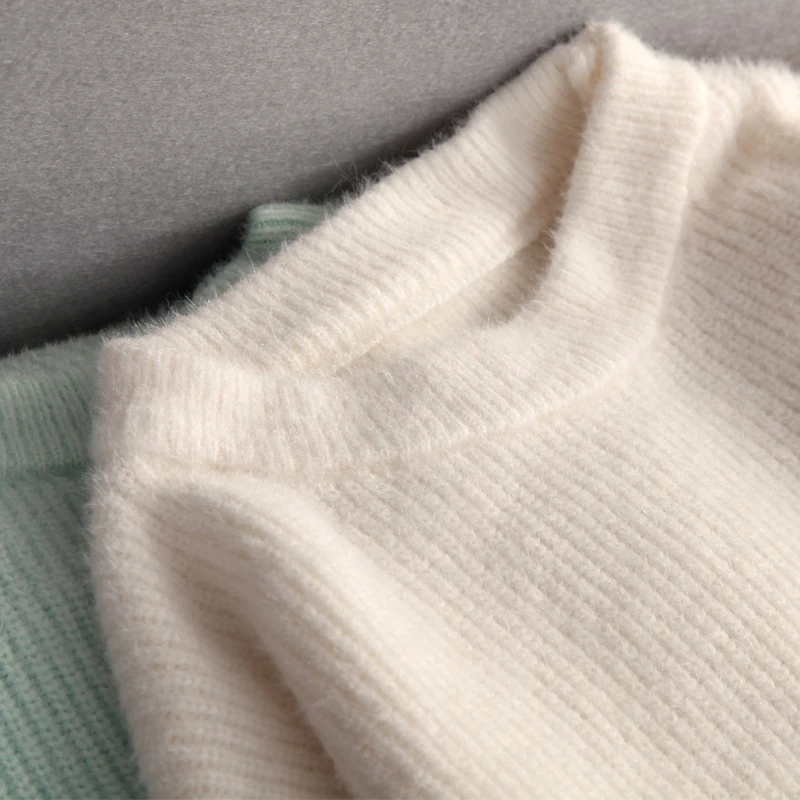 Hirsionsan Soft Loose Knitted Cashmere Sweaters Women 2023 New Winter Loose Solid Female Pullovers Warm Basic Knitwear Jumper