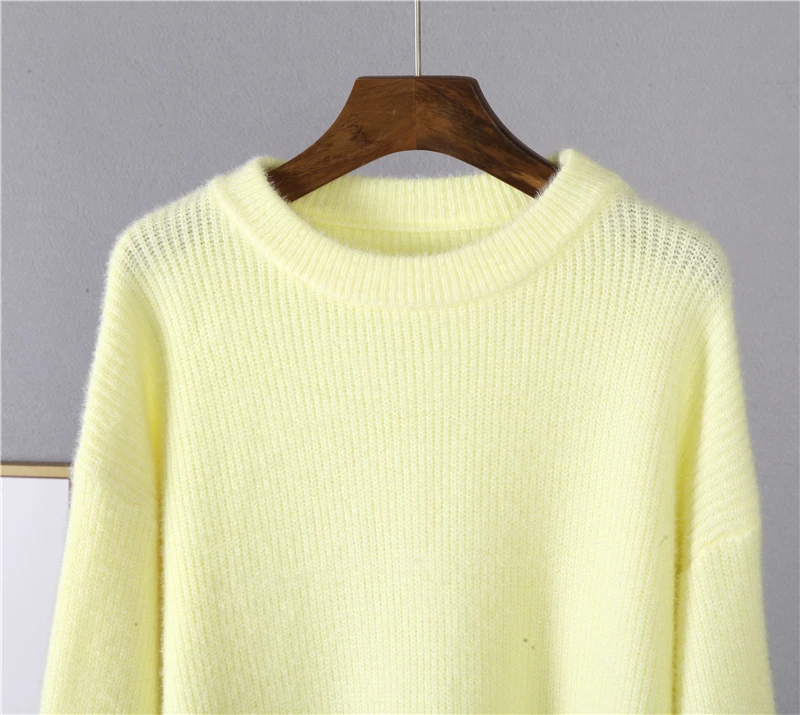 Hirsionsan Soft Loose Knitted Cashmere Sweaters Women 2023 New Winter Loose Solid Female Pullovers Warm Basic Knitwear Jumper