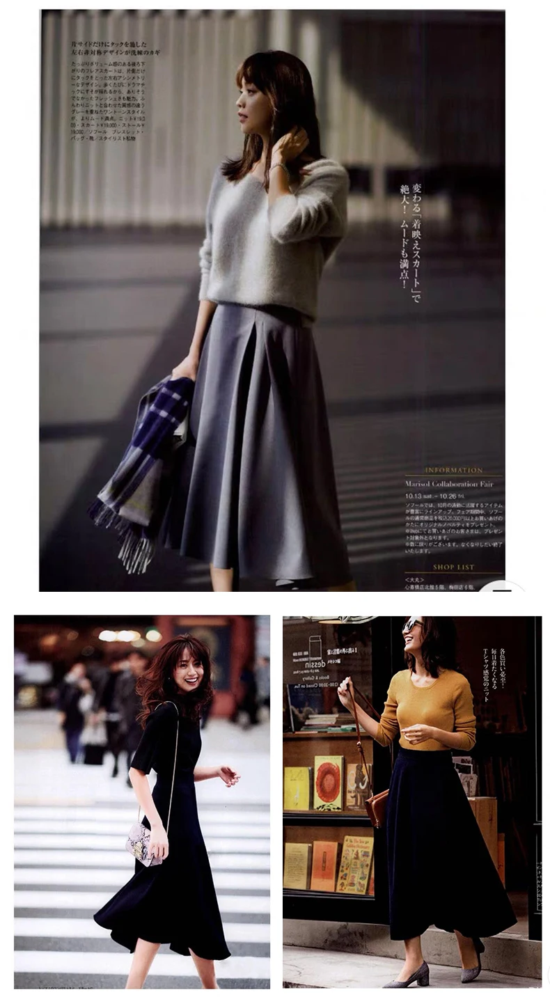 100% Pure Wool Skirt Female Autumn and Winter Fashion Bag Hip Pure Color Knitted Cashmere SkirtFRSEUCAG Brand Wholesale
