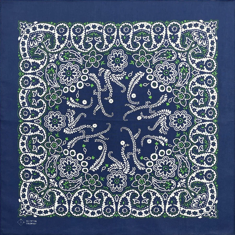 New Design High Quality Hip Hop Amoeba Cashew Cotton Square Bandana Scarf Headband Black Paisley Gifts For Men/Boys/Girls