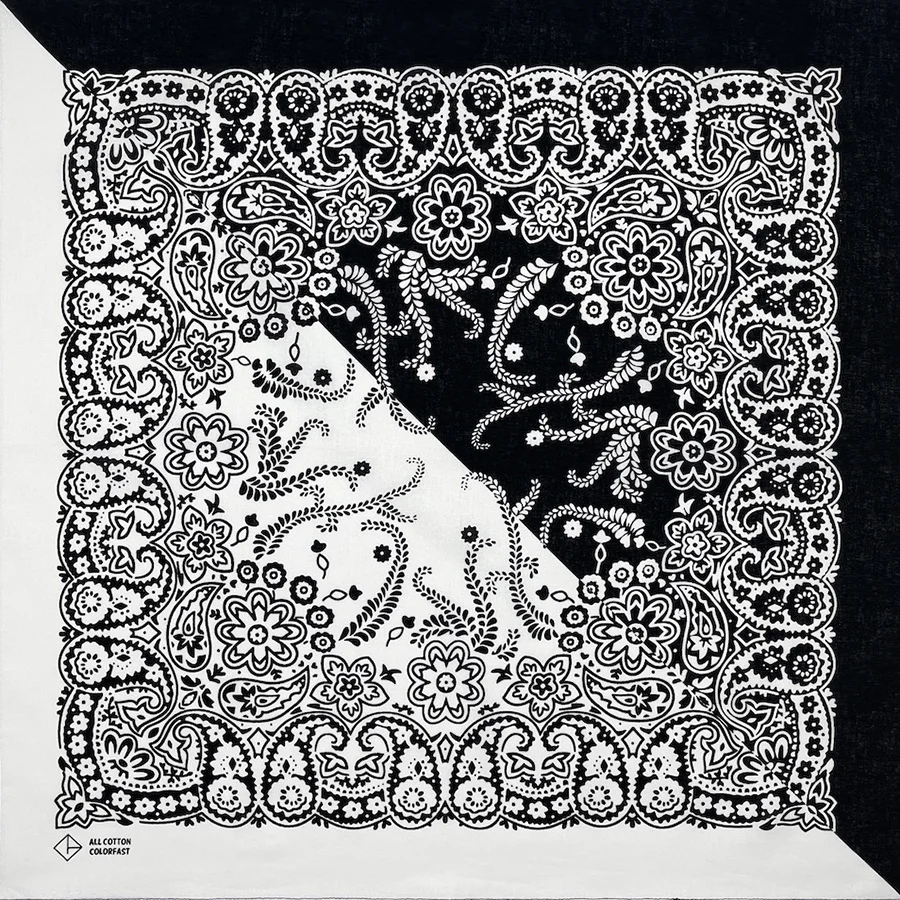 New Design High Quality Hip Hop Amoeba Cashew Cotton Square Bandana Scarf Headband Black Paisley Gifts For Men/Boys/Girls