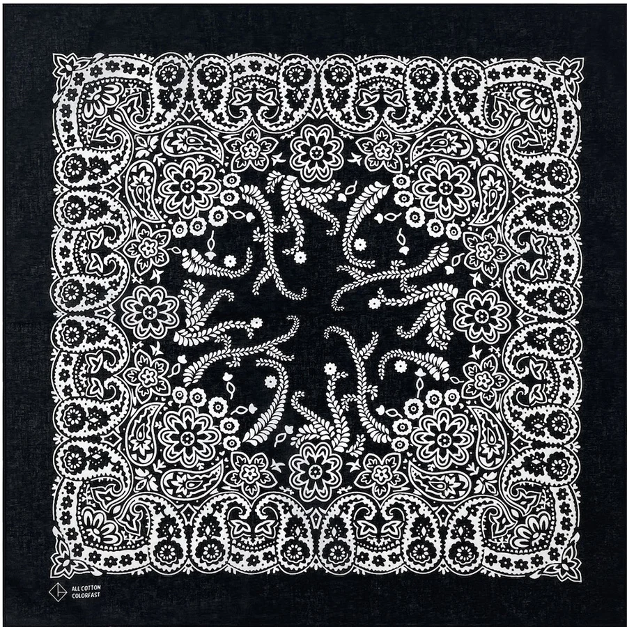 New Design High Quality Hip Hop Amoeba Cashew Cotton Square Bandana Scarf Headband Black Paisley Gifts For Men/Boys/Girls