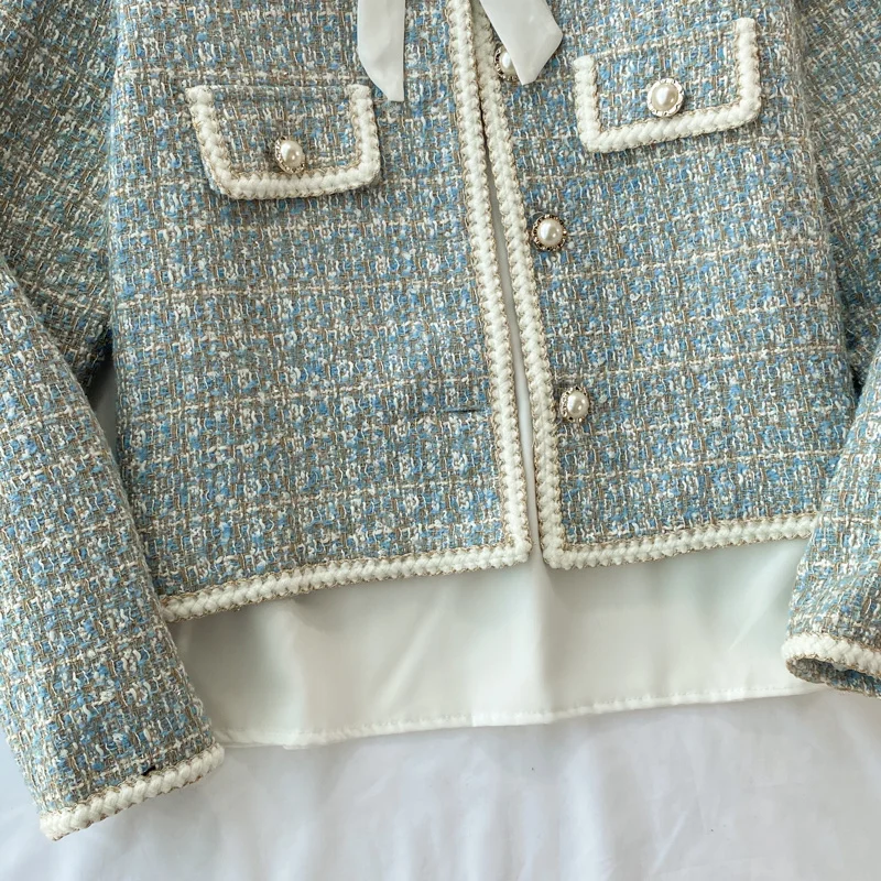 2026 Autumn 2 Pieces Set Elegant Fashion Vintage Plaid Tweed Long Sleeve Jackets Coat + Irregular A-Line Mini Skirts Femame Suit