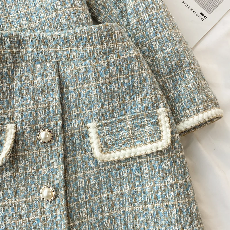 2026 Autumn 2 Pieces Set Elegant Fashion Vintage Plaid Tweed Long Sleeve Jackets Coat + Irregular A-Line Mini Skirts Femame Suit