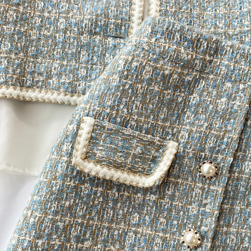 2026 Autumn 2 Pieces Set Elegant Fashion Vintage Plaid Tweed Long Sleeve Jackets Coat + Irregular A-Line Mini Skirts Femame Suit