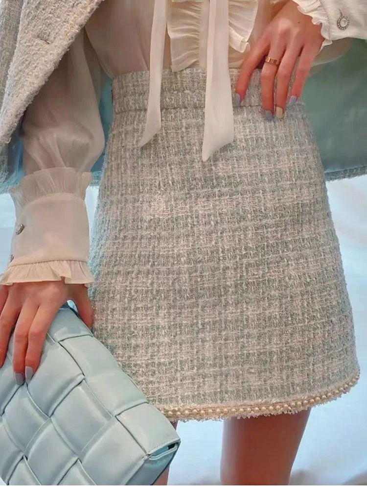 French Autumn Winter Lady Small Fragrance Wind Set 2025 New All-match Tweed Jacket Female Temperament Short Skirt Two-piece Suit
