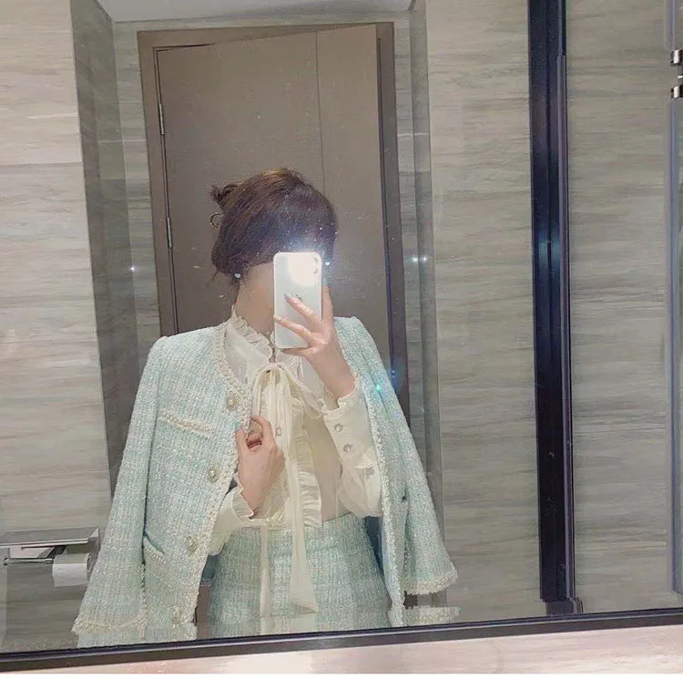 French Autumn Winter Lady Small Fragrance Wind Set 2025 New All-match Tweed Jacket Female Temperament Short Skirt Two-piece Suit