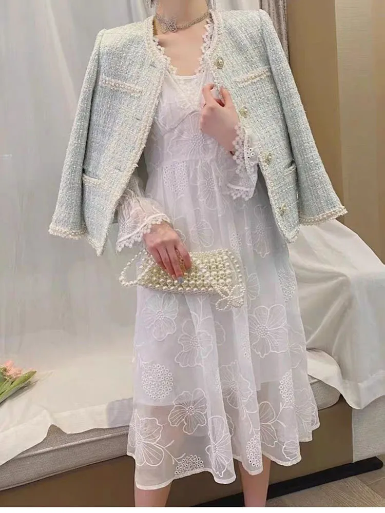 French Autumn Winter Lady Small Fragrance Wind Set 2025 New All-match Tweed Jacket Female Temperament Short Skirt Two-piece Suit