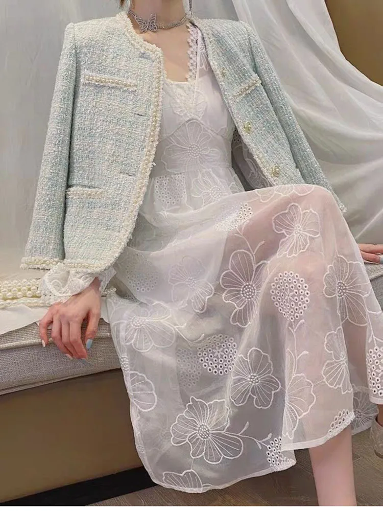 French Autumn Winter Lady Small Fragrance Wind Set 2025 New All-match Tweed Jacket Female Temperament Short Skirt Two-piece Suit