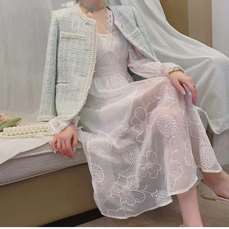 French Autumn Winter Lady Small Fragrance Wind Set 2025 New All-match Tweed Jacket Female Temperament Short Skirt Two-piece Suit