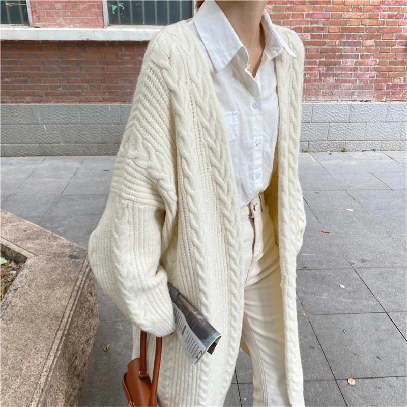 LMQ NEW Women Korean Casual Long Sweater Cardigan Soft Comfortable Solid Free Size Loose Long Sleeve Female Bat Sleeve Knitted