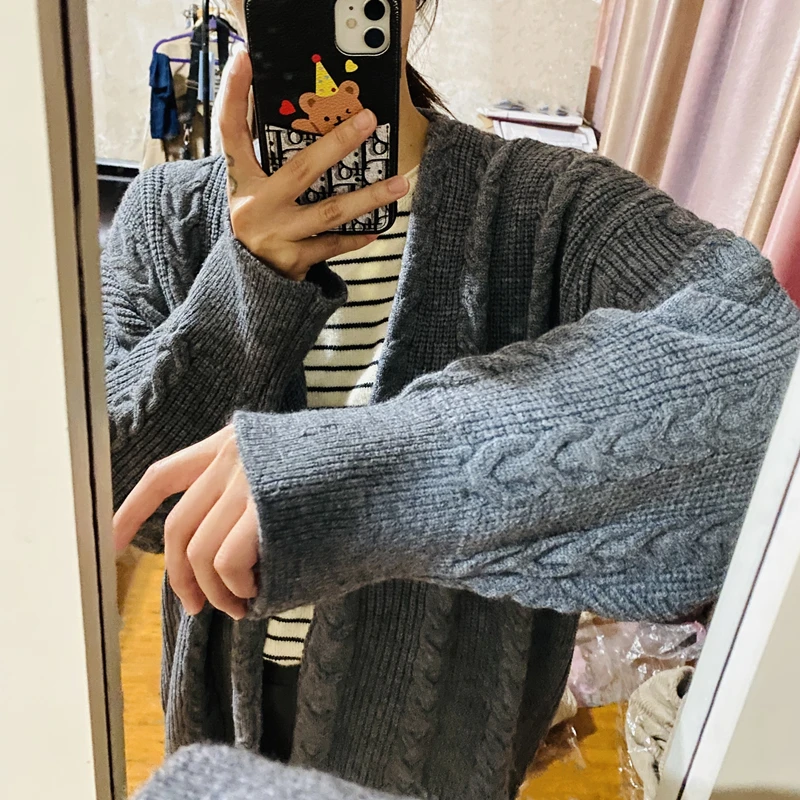 LMQ NEW Women Korean Casual Long Sweater Cardigan Soft Comfortable Solid Free Size Loose Long Sleeve Female Bat Sleeve Knitted