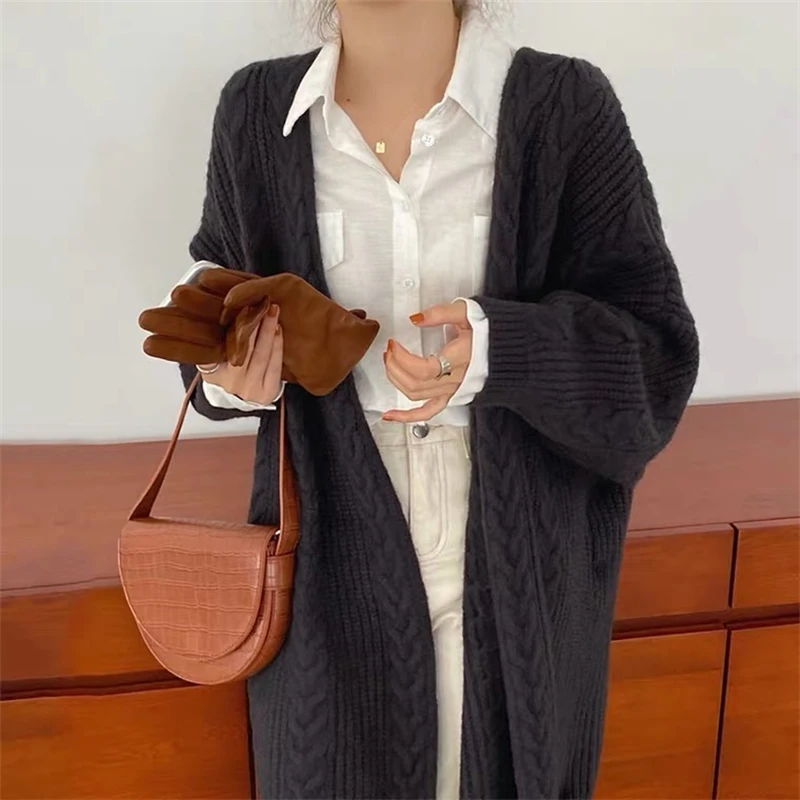 LMQ NEW Women Korean Casual Long Sweater Cardigan Soft Comfortable Solid Free Size Loose Long Sleeve Female Bat Sleeve Knitted