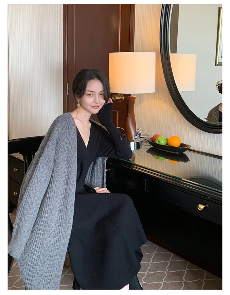 LMQ NEW Women Korean Casual Long Sweater Cardigan Soft Comfortable Solid Free Size Loose Long Sleeve Female Bat Sleeve Knitted