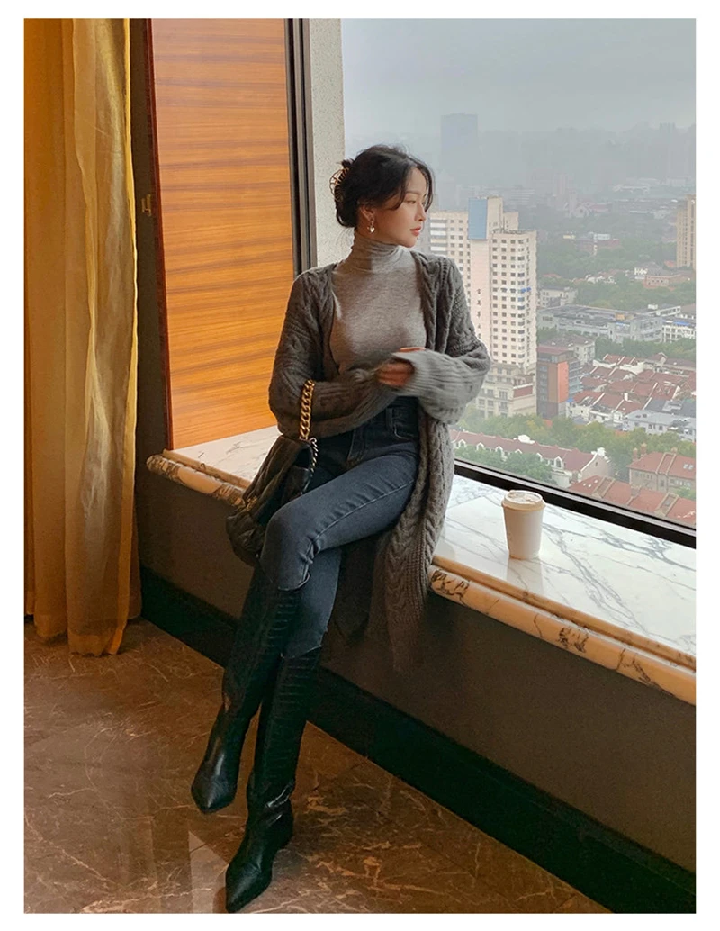 LMQ NEW Women Korean Casual Long Sweater Cardigan Soft Comfortable Solid Free Size Loose Long Sleeve Female Bat Sleeve Knitted