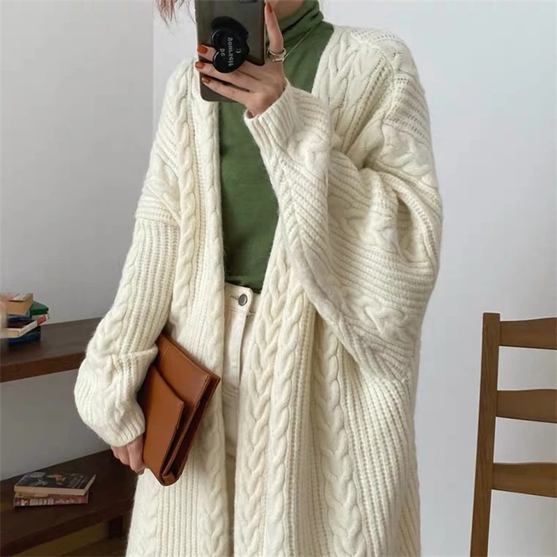 LMQ NEW Women Korean Casual Long Sweater Cardigan Soft Comfortable Solid Free Size Loose Long Sleeve Female Bat Sleeve Knitted