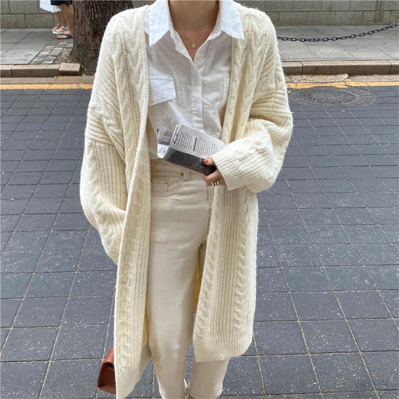 LMQ NEW Women Korean Casual Long Sweater Cardigan Soft Comfortable Solid Free Size Loose Long Sleeve Female Bat Sleeve Knitted