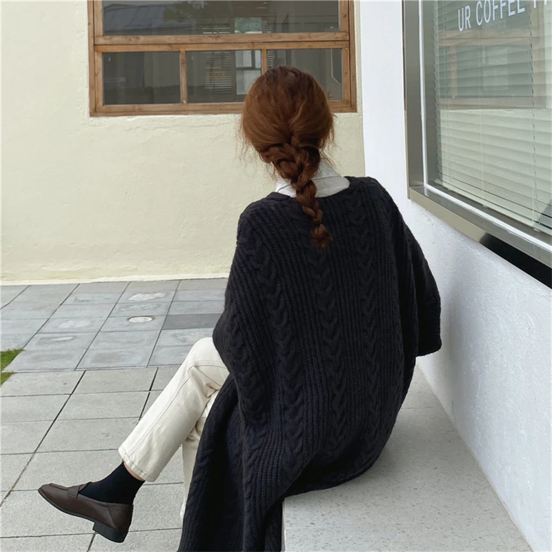 LMQ NEW Women Korean Casual Long Sweater Cardigan Soft Comfortable Solid Free Size Loose Long Sleeve Female Bat Sleeve Knitted
