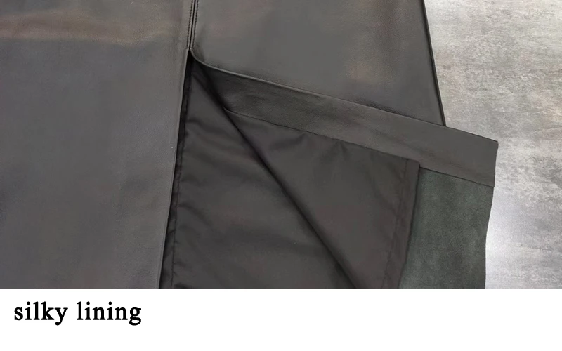 2025 New Genuine Leather Skirt for Women Vegetable Tanned Sheepskin Wrap Long Faldas Mujer Mid Length Front Slit Mid-Calf